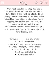 Load image into Gallery viewer, OH POLLY 'LOVE LETTER' MESH UNDERWIRED CORSET CROP TOP IN PURPLE, SIZE 10 & 12