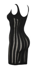 Load image into Gallery viewer, HOCB &#39;SOLAINA&#39; BLACK SHEER STRIPED BODYCON DRESS
