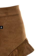 Load image into Gallery viewer, HOCB 'LALIA' TAN SUEDETTE FRILLED MINI SKIRT, SIZE M