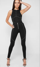 Load image into Gallery viewer, MANIERE DE VOIR 'CONTRAST STITCH' LEGGINGS IN BLACK, SIZE 12