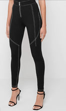 Load image into Gallery viewer, MANIERE DE VOIR 'CONTRAST STITCH' LEGGINGS IN BLACK, SIZE 12