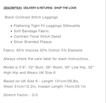 Load image into Gallery viewer, MANIERE DE VOIR 'CONTRAST STITCH' LEGGINGS IN BLACK, SIZE 12