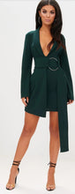 Load image into Gallery viewer, PRETTY LITTLE THING OVERSIZED RING DETAIL BLAZER DRESS IN BLACK, SIZE 8