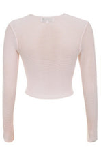 Load image into Gallery viewer, HOUSE OF CB BLUSH KNITTED STRETCH MESH LONG SLEEVED TOP, SIZE M/L