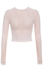 Load image into Gallery viewer, HOUSE OF CB BLUSH KNITTED STRETCH MESH LONG SLEEVED TOP, SIZE M/L