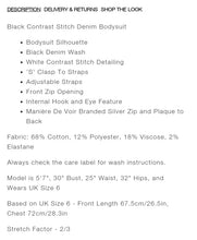 Load image into Gallery viewer, MANIERE DE VOIR 'CONTRAST STITCH' DENIM BODYSUIT IN BLACK