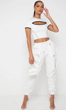 Load image into Gallery viewer, MANIERE DE VOIR CONTRAST CUT OUT CROPPED TOP, SIZE 8
