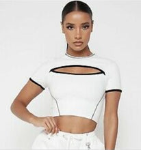 Load image into Gallery viewer, MANIERE DE VOIR CONTRAST CUT OUT CROPPED TOP, SIZE 8