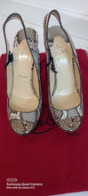 Load image into Gallery viewer, Christian Louboutin Two Tone Python Leather N°Prive Peep Toe Platform Slingback