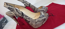 Load image into Gallery viewer, Christian Louboutin Two Tone Python Leather N°Prive Peep Toe Platform Slingback