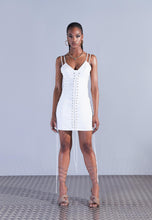 Load image into Gallery viewer, AAZHIA x MISSGUIDED LACE UP CAMI MINI DRESS IN WHITE