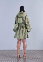Load image into Gallery viewer, AAZHIA x MISSGUIDED ZIP OVERLAY HOODED MINI DRESS IN STONE
