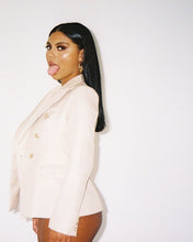 Load image into Gallery viewer, LEMONS ND MELONS 'HOPSACK' DOUBLE BREASTED BLAZER BEIGE