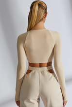 Load image into Gallery viewer, OH POLLY GENTLE HEART LONG SLEEVE CROP TOP IN SAND