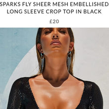 Load image into Gallery viewer, OH POLLY 'SPARKS FLY' SHEER MESH CROP TOP
