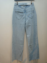 Load image into Gallery viewer, OH POLLY 'BACK ME UP' CUT OUT BACK WIDE LEG DISTRESSED JEANS IN LIGHT BLUE WASH
