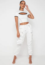 Load image into Gallery viewer, MANIERE DE VOIR CONTRAST CUT OUT CROPPED TOP, SIZE 8