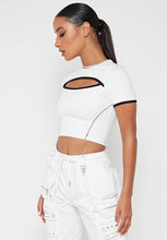 Load image into Gallery viewer, MANIERE DE VOIR CONTRAST CUT OUT CROPPED TOP, SIZE 8