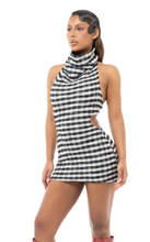 Load image into Gallery viewer, COUCOO BACKLESS MINI DRESS BLACK AND WHITE