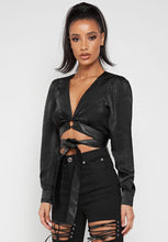 Load image into Gallery viewer, MANIERE DE VOIR BLACK LONG SLEEVED TOP WITH O RINGO RETAIL