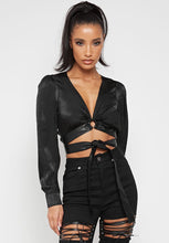 Load image into Gallery viewer, MANIERE DE VOIR BLACK LONG SLEEVED TOP WITH O RINGO RETAIL