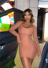 Load image into Gallery viewer, OH POLLY NEVADA CUT OUT SLEEVE MINI DRESS IN RUST