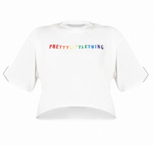 Load image into Gallery viewer, PRETTYLITTLETHING PLUS WHITE PRIDE CROP T-SHIRT
