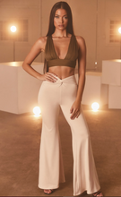Load image into Gallery viewer, OH POLLY 'KNOTTY BUT NICE' KNOT FRONT FLARED TROUSERS IN CREAM