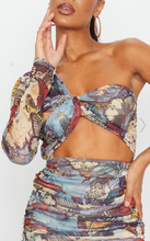Load image into Gallery viewer, PRETTY LITTLE THING - MULTI BUTTERFLY PRINT MESH ONE SHOULDER DETAIL BODYCON DRESS