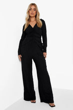 Load image into Gallery viewer, BOOHOO RIBBED SPLIT LEG TROUSERS IN BLACK
