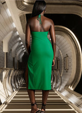 Load image into Gallery viewer, OH POLLY 'NEW ENERGY' CUT OUT MIDI DRESS IN GREEN