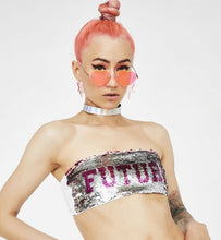 Load image into Gallery viewer, JADED LONDON 'FLIP SEQUIN' FUTURE QUEEN BANDEAU BIKINI TOP
