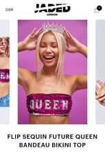 Load image into Gallery viewer, JADED LONDON 'FLIP SEQUIN' FUTURE QUEEN BANDEAU BIKINI TOP