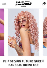 Load image into Gallery viewer, JADED LONDON 'FLIP SEQUIN' FUTURE QUEEN BANDEAU BIKINI TOP