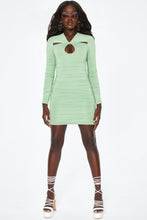 Load image into Gallery viewer, OH POLLY OBSESSED WITH ME LONG SLEEVE KEYHOLE MINI DRESS IN GREEN