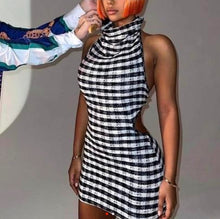 Load image into Gallery viewer, COUCOO BACKLESS MINI DRESS BLACK AND WHITE