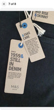Load image into Gallery viewer, M & S MID RISE SKINNY JEANS IN BLACK