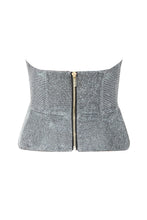 Load image into Gallery viewer, HOUSE OF CB &#39;DONATELLA&#39; SILVER SPARKLY CORSET BUSTIER
