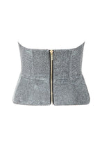 Load image into Gallery viewer, HOUSE OF CB 'DONATELLA' SILVER SPARKLY CORSET BUSTIER