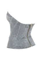 Load image into Gallery viewer, HOUSE OF CB 'DONATELLA' SILVER SPARKLY CORSET BUSTIER