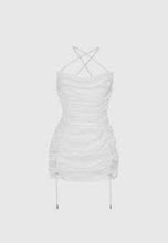 Load image into Gallery viewer, MANIERE DE VOIR RUCHED SATIN MINI DRESS - WHITE