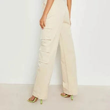 Load image into Gallery viewer, BOOHOO CARGO TROUSERS IN STONE OR BLACK