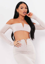 Load image into Gallery viewer, MISSY EMPIRE 'MCKENNA SAND CUT OUT' STRAP MIDI SKIRT AND TOP