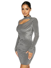 Load image into Gallery viewer, NAKED WARDROBE 'THE VELVET HOUNDSTOOTH' MINI DRESS