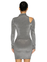 Load image into Gallery viewer, NAKED WARDROBE 'THE VELVET HOUNDSTOOTH' MINI DRESS