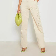 Load image into Gallery viewer, BOOHOO CARGO TROUSERS IN STONE OR BLACK