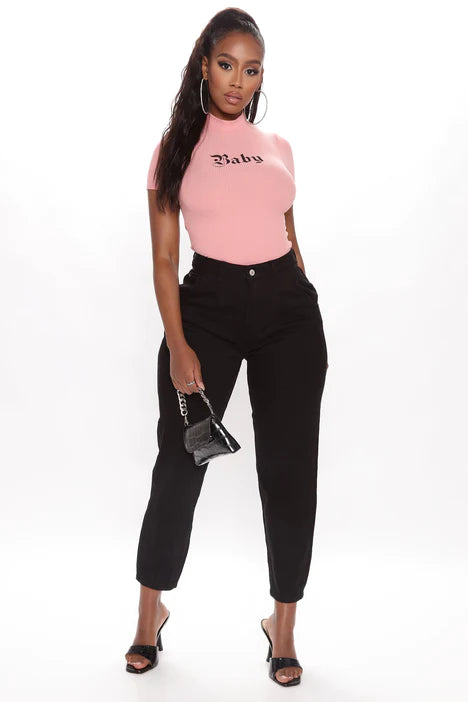 FASHION NOVA ALL FOR YOU BABY SHORT SLEEVED TEE IN ROSE