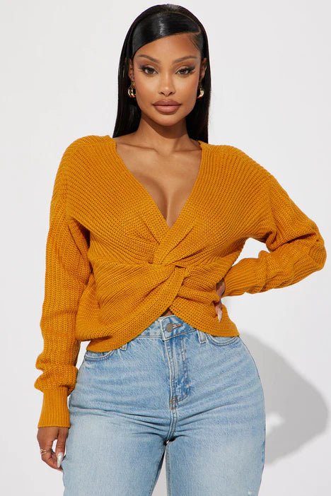 FASHION NOVA GIRLS FAVOURITE SWEATER 11 IN MUSTARD