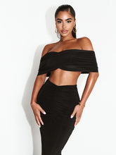 Load image into Gallery viewer, V-ERY CHIC MAXI SKIRT AND TOP SET IN BLACK
