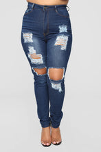 Load image into Gallery viewer, FASHION NOVA SAY YES TO DISTRESS JEANS IN DARK DENIM

